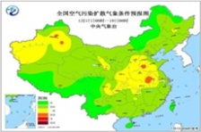  1至2月中国北方大气污染物质扩散,大气环境气候条件偏差